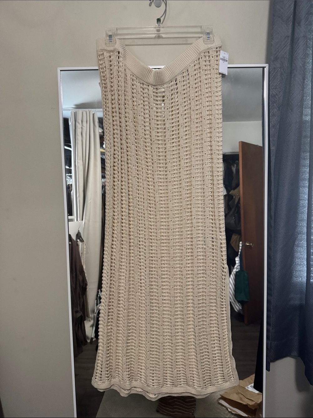 Old Navy Crochet Knit Sleeveless Maxi Dress in Cream